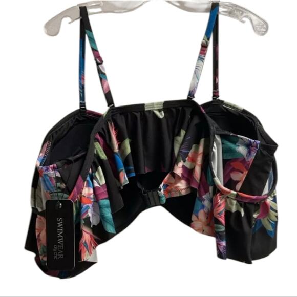 City Chic Plus Swim Elba Bikini Top Off the Shoulder Navy Floral Size 16 NWT - Picture 3 of 7